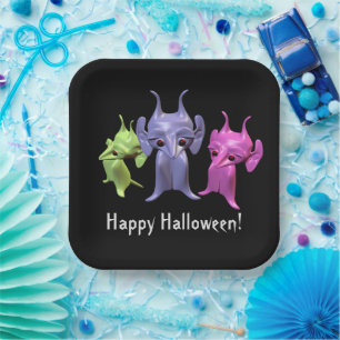 Assiettes En Carton Petits Martiens, Happy Halloween, Pape personnalis
