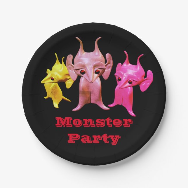 Assiettes En Carton Petits Martiens, personnalisés pour les enfants. (Devant)