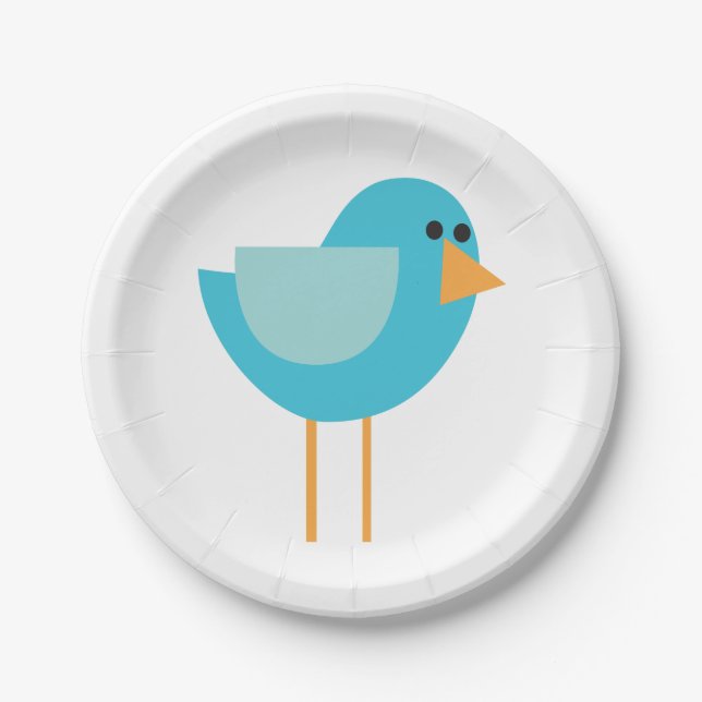 Assiettes En Carton Petits oiseaux (oiseau bleu) (Devant)