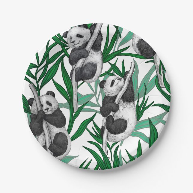 Assiettes En Carton Petits panda sur (Devant)
