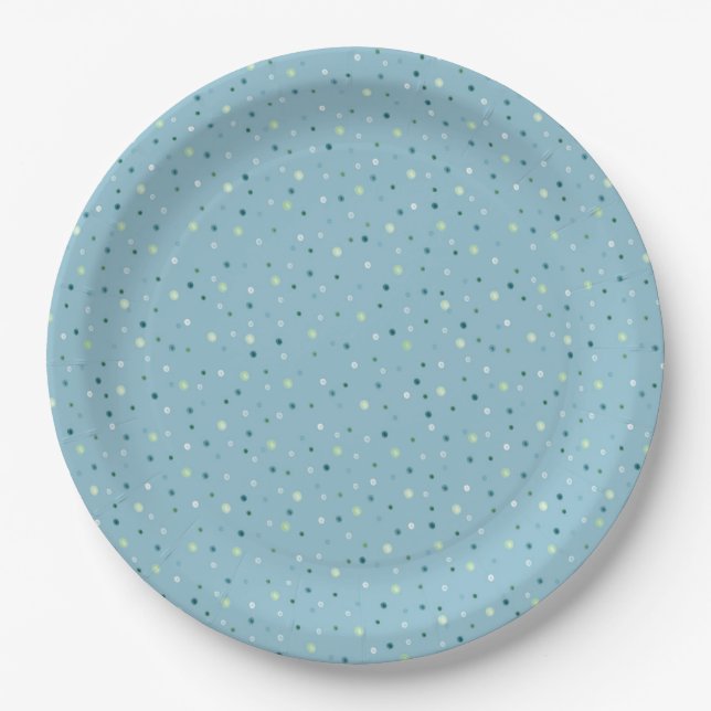 Assiettes En Carton Petits pois bleu clair. (Devant)
