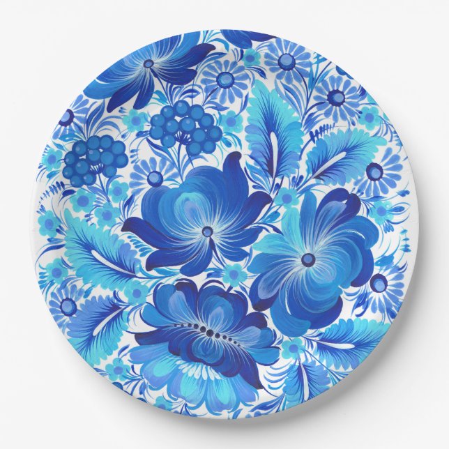 Assiettes En Carton Petrikivka Ukrainian traditional folk art  (Devant)