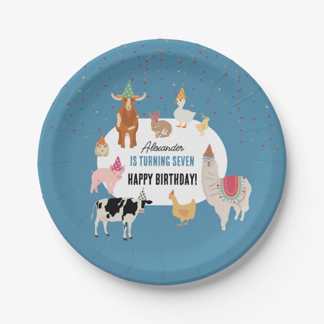 Assiettes En Carton Petting Zoo Party Animals Barnyard Birthday Boy (Devant)