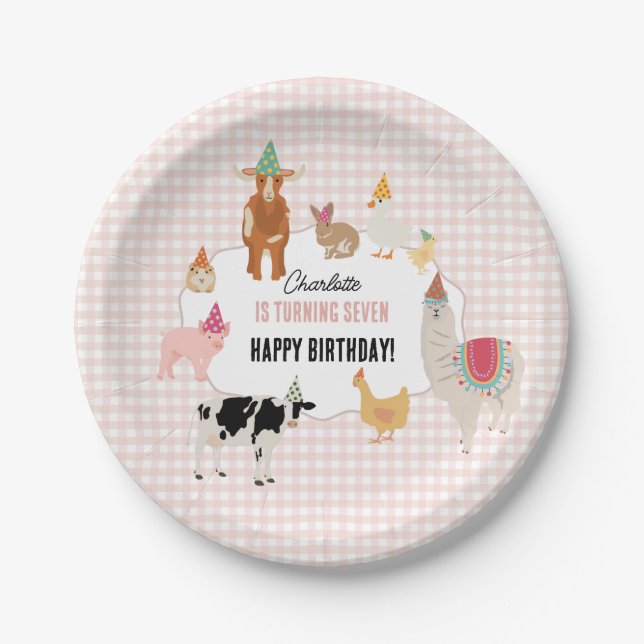 Assiettes En Carton Petting Zoo Party Animals Barnyard Birthday Girl (Devant)