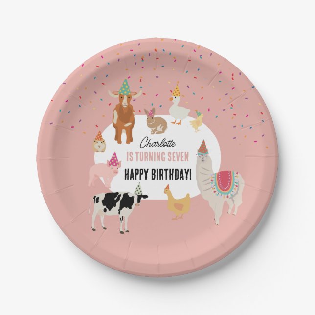 Assiettes En Carton Petting Zoo Party Animals Barnyard Birthday Girl (Devant)