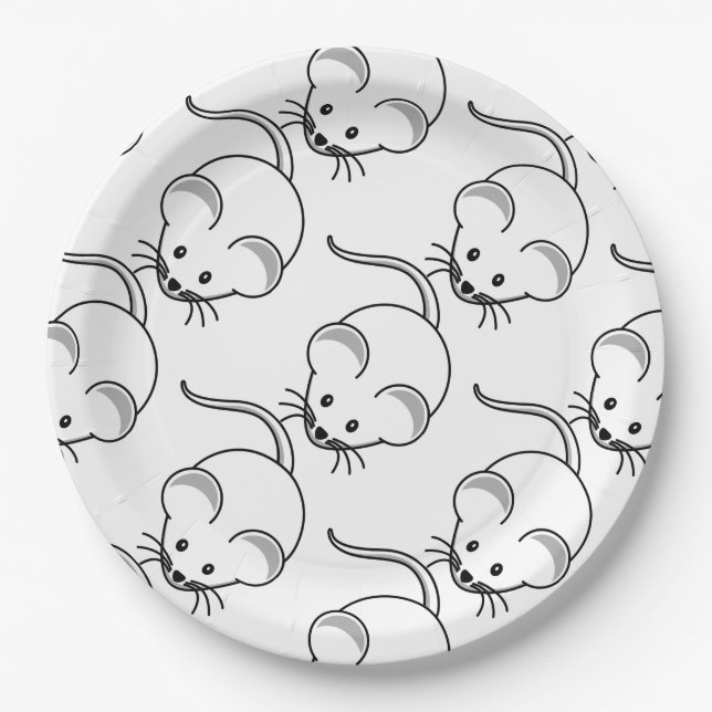 Assiettes En Carton Peu de motif graphique de souris (Devant)