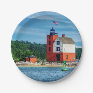 Assiettes En Carton Phare de Round Island