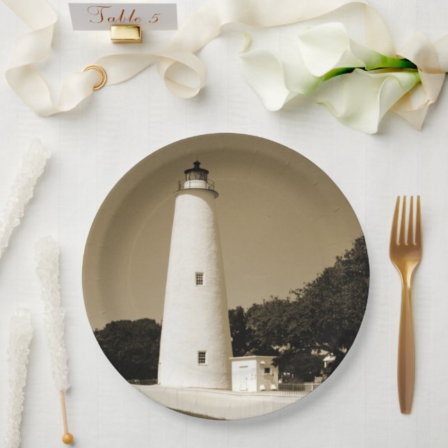 Assiettes En Carton Phare d'Ocracoke (Mariage)