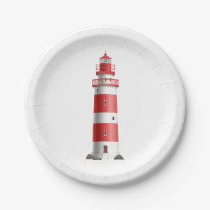 Assiettes En Carton Phare Mariage nautique Plage été Océan