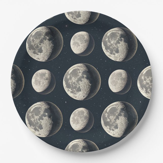 Assiettes En Carton Phase de lune céleste (2) (Devant)