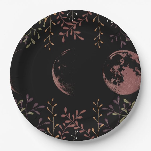 Assiettes En Carton Phases de lune foncée (Devant)