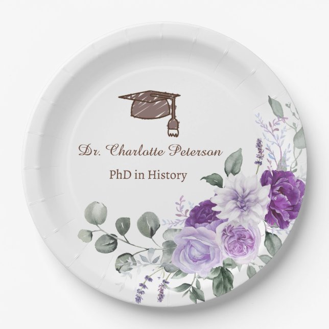 Assiettes En Carton Phd Graduation Party Floral  (Devant)
