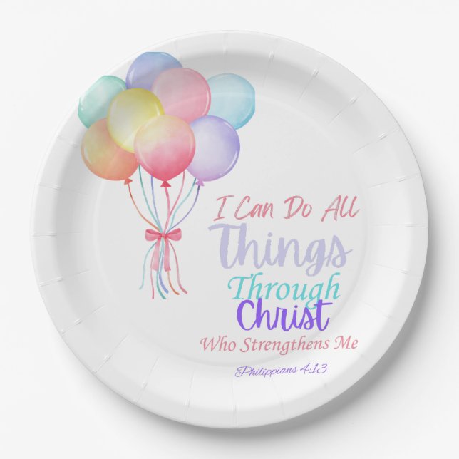 Assiettes En Carton Philippiens 4:13 Bible Verse Plaques de papier (Devant)