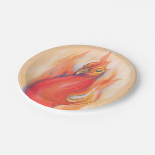 Assiettes En Carton Phoenix aux Flames Pastel Art