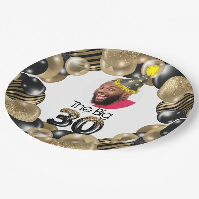 Assiettes En Carton Photo 30e anniversaire Personnalisée (Angle)