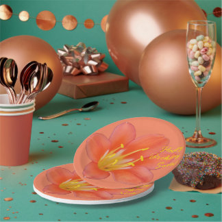 Assiettes En Carton Photo à fleurs orange personnalisable |