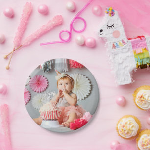 Assiettes En Carton Photo Anniversaire de enfant personnalisée