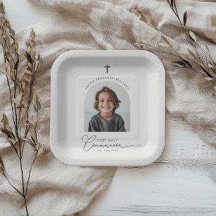 Assiettes En Carton Photo Arched First Communion Boy