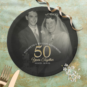 Assiettes En Carton Photo d'anniversaire de mariage de n'importe quell