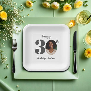Assiettes En Carton Photo de fête d'anniversaire 30 ans audacieux