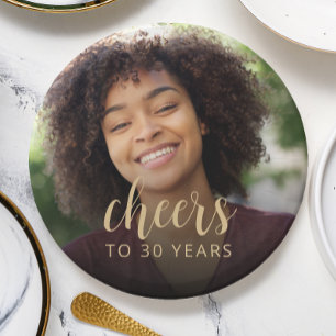 Assiettes En Carton Photo de fête d'anniversaire de 30 ans Tchin-tchin