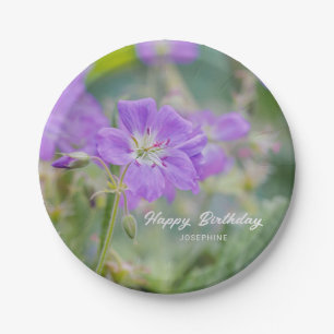 Assiettes En Carton Photo de fleur sauvage de géranium lilas Joyeux An