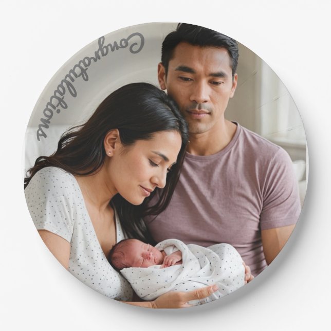 Assiettes En Carton photo de la fête bébé Papier Plaque siroter et voi (Devant)