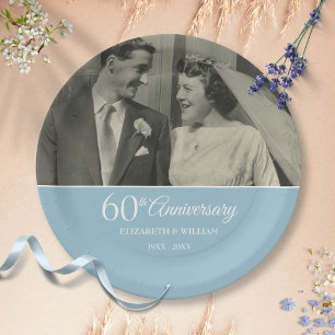 Assiettes En Carton Photo de mariage avec diamant pour les 60 ans de m
