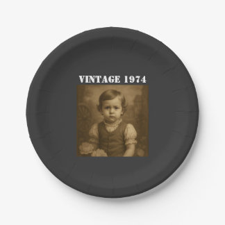 Assiettes En Carton Photo d'enfance personnalisée et année Vintage per