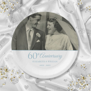 Assiettes En Carton Photo du 60e anniversaire de mariage diamant