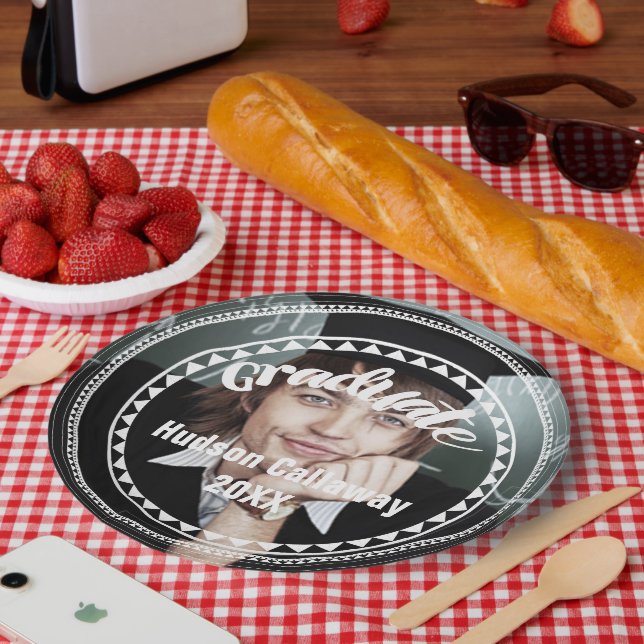 Assiettes En Carton Photo du diplôme Nom de l'année d'études supérieur (Pique-nique)