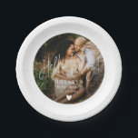 Assiettes En Carton Photo Elegant Baby shower de calligraphie Bonjour<br><div class="desc">Créez le baby shower parfait avec ma collection enchanteresse de Calligraphie Whimsical Black and White Baby Shower Invitations and Decor. Étendez votre fête avec des modèles monochromes élégants avec une calligraphie complexe et des éléments minimalistes. Créez des moments inoubliables pour votre journée spéciale avec ce charmant ensemble d'invitations et de...</div>