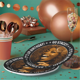 Assiettes En Carton Photo et texte personnalisés de fête d'anniversair