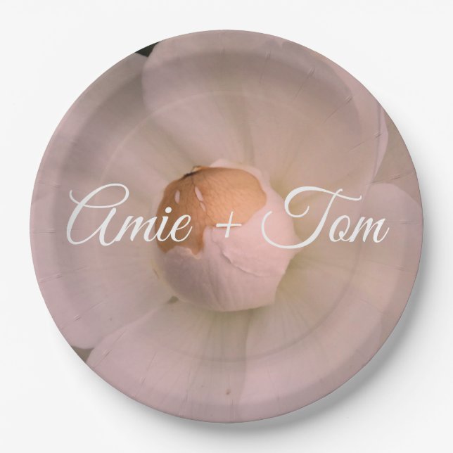 Assiettes En Carton Photo Fleur Blanche, Plaques de papier personnalis (Devant)