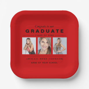 Assiettes En Carton Photo Graduate Collage Graduate Red Black