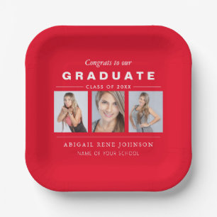 Assiettes En Carton Photo Graduate Collage Graduate Red White