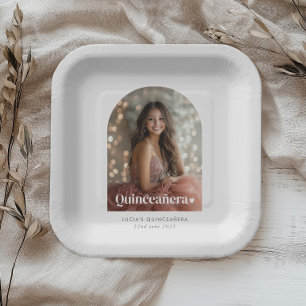 Assiettes En Carton Photo minimaliste moderne de Quinceañera