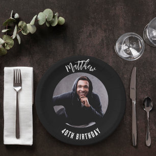 Assiettes En Carton Photo noir blanc anniversaire