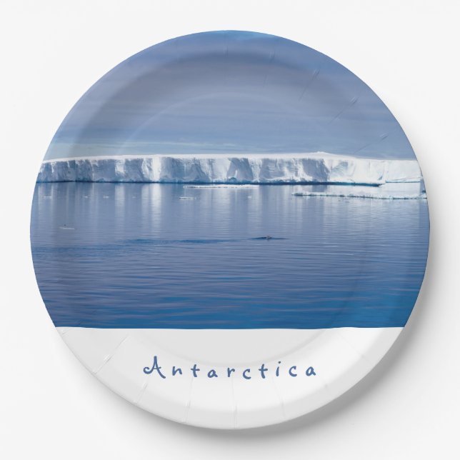 Assiettes En Carton Photo paysage de l'iceberg Antarctique avec texte  (Devant)