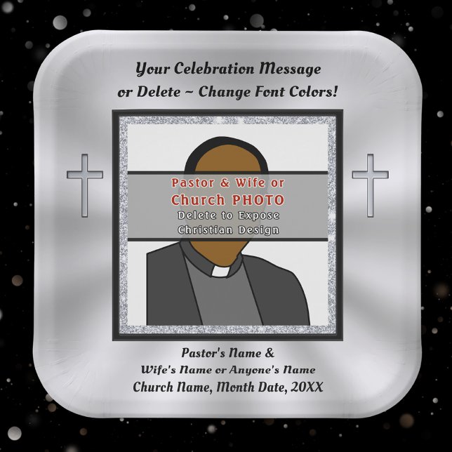 Assiettes En Carton Photo Personnalisée, Eglise ou chrétien (Christian Paper Plates for your Church Anniversary Party, Pastor Anniversary Party Supplies. )