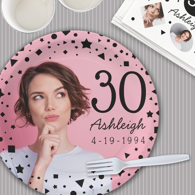 Assiettes En Carton Photo personnalisée Plaque papier du 30e anniversa (Créateur téléchargé)