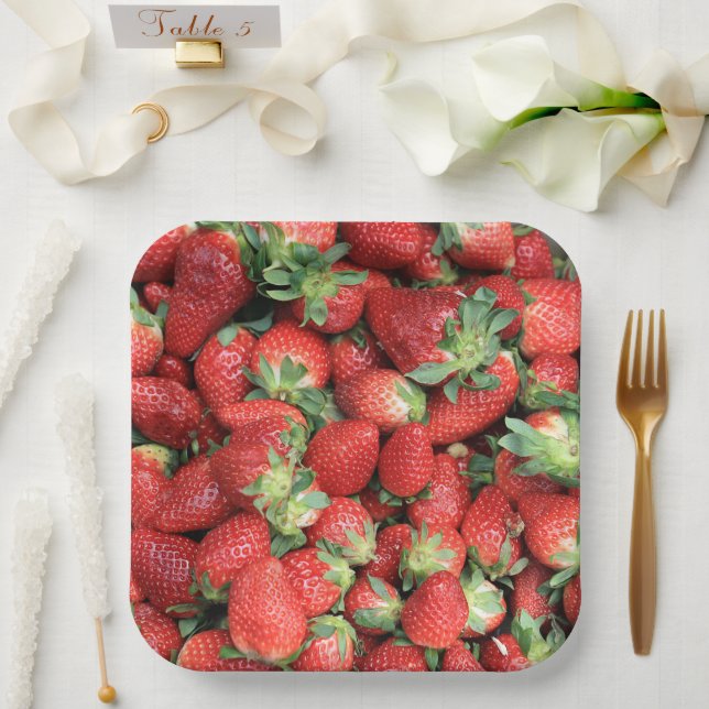 Assiettes En Carton Photo Red Juicy Strawberries (Mariage)