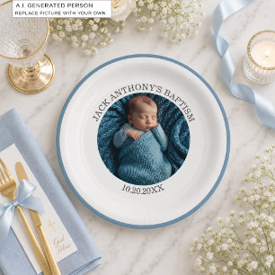 Assiettes En Carton Photo spéciale pour le baptême d'un garçon