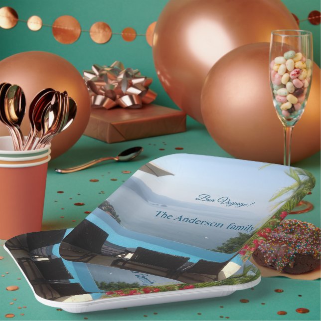 Assiettes En Carton Photographie de la station balnéaire de Bon voyage (Multi)