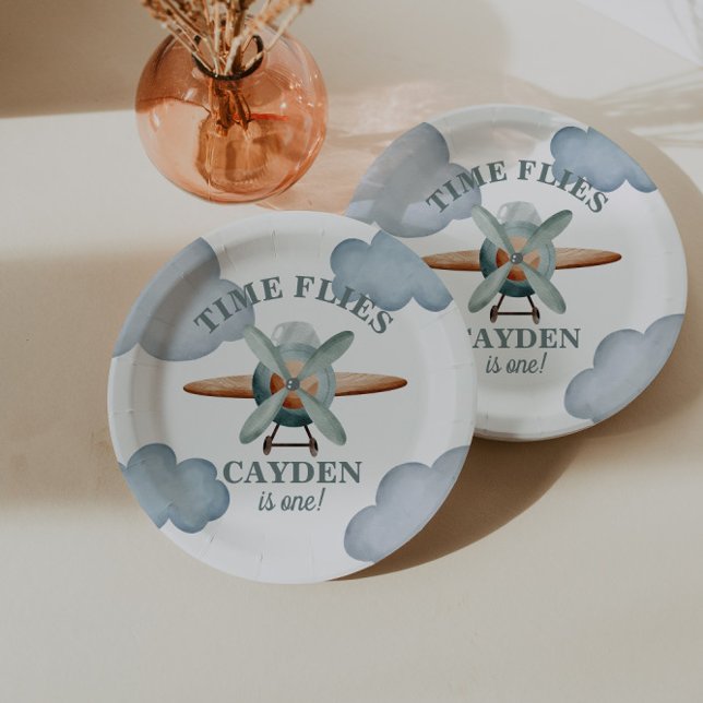 Assiettes En Carton Photos d'anniversaire de l'avion (Créateur téléchargé)