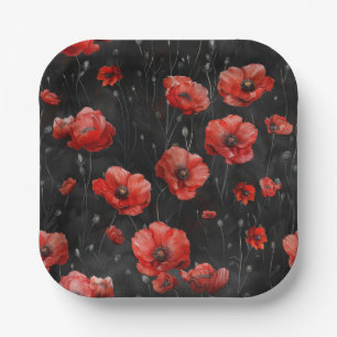 Assiettes En Carton Photos rouges en noir