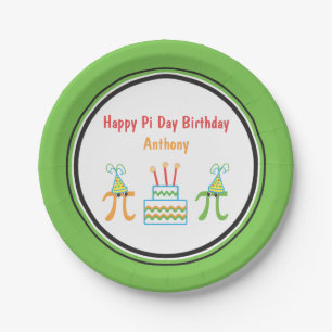 Assiettes En Carton Pi Day Anniversaire Ajouter Nom Plaque Papier