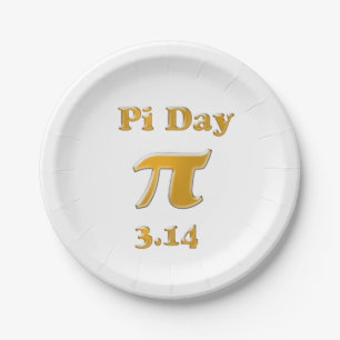 Assiettes En Carton Pi Day Gold en blanc