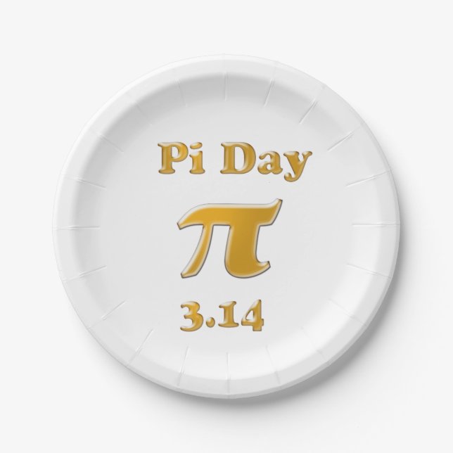 Assiettes En Carton Pi Day Gold en blanc (Devant)