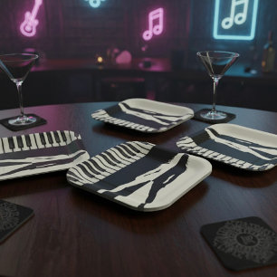 Assiettes En Carton Piano Woman